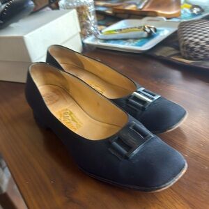 Authentic Ferragamo flats with block heel.